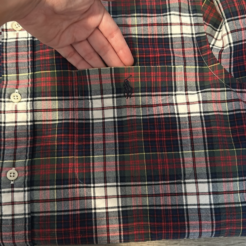 Ralph Lauren Men's Checkered Plaid Button Down Long Sleeve Cotton Shirt Large - Picture 10 of 10